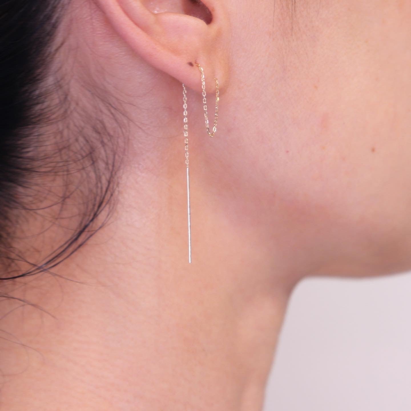 Chain Pierced earrings and rings