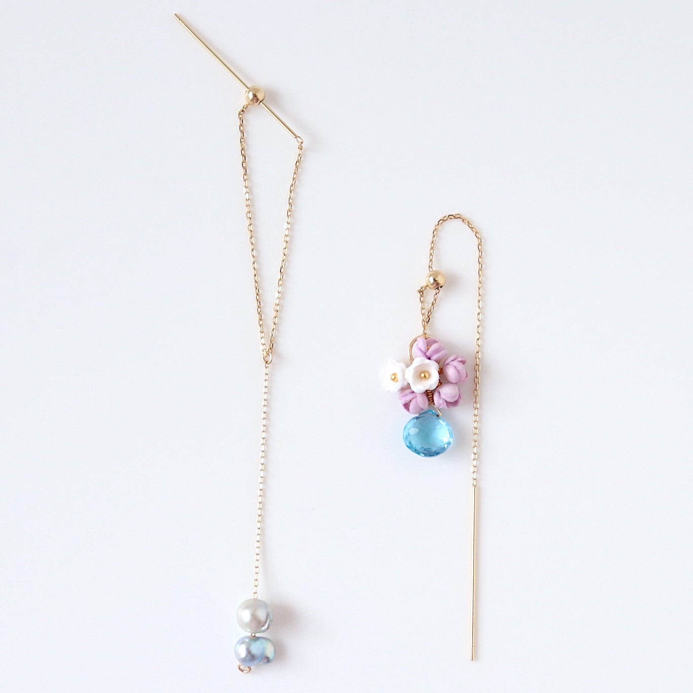 Chain Pierced earrings and rings