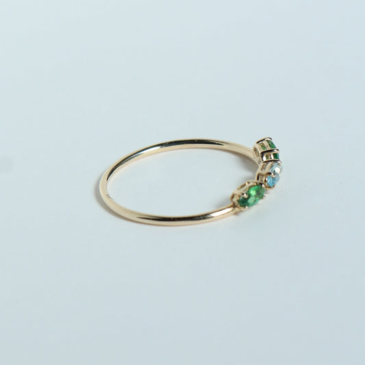 HA Ring Suntubu/Green Garnet, Blue Topaz