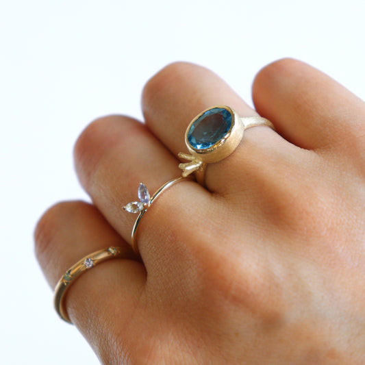 HA Ring Futatsubu/Lemon Quartz , Tanzanite