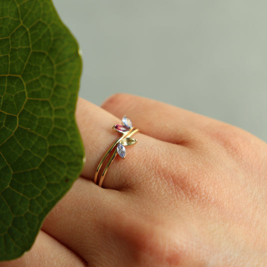 HA Ring Futatsubu/Pink Tourmaline , Tanzanite