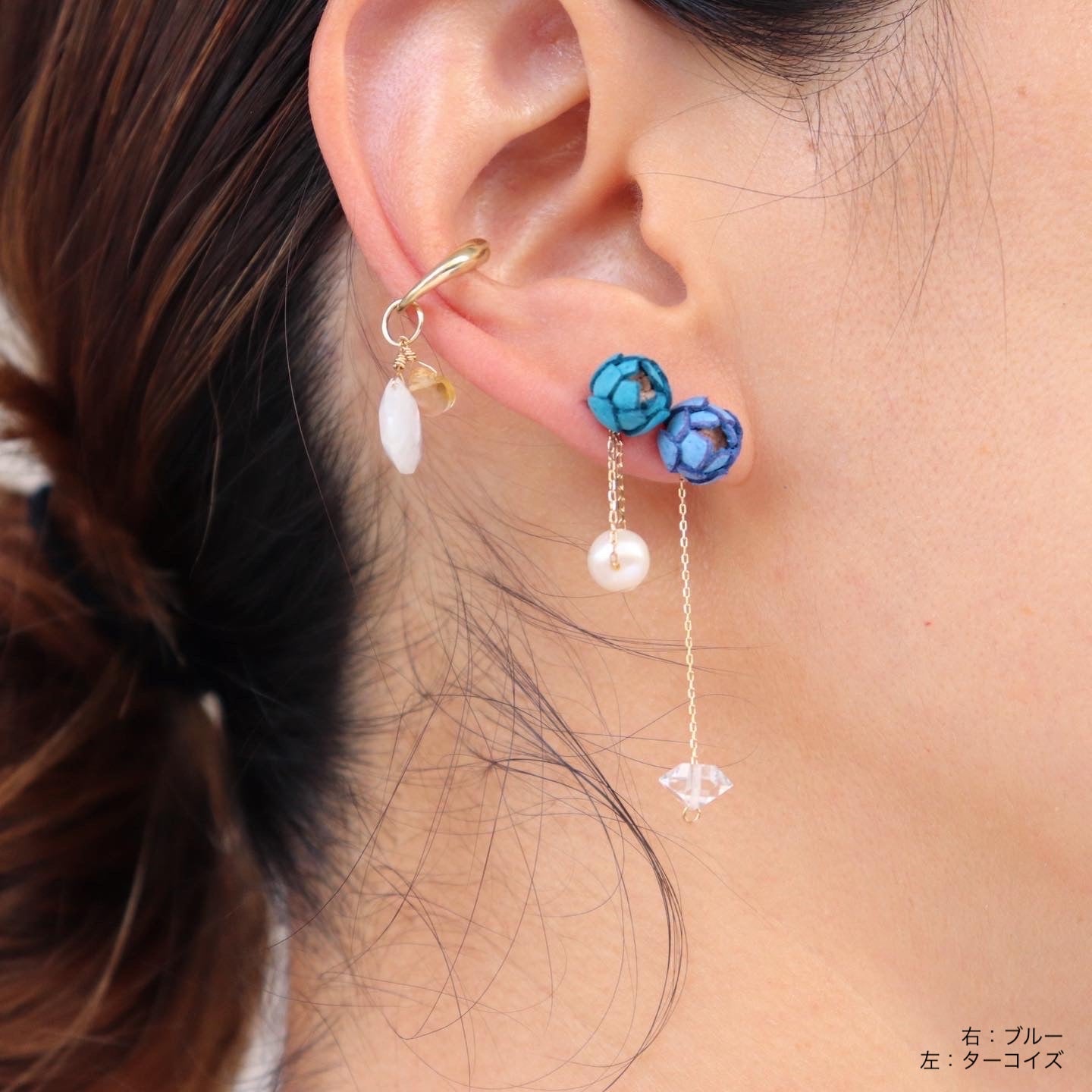 Tsubomi Pierced Earrings Flower Only/8Colors