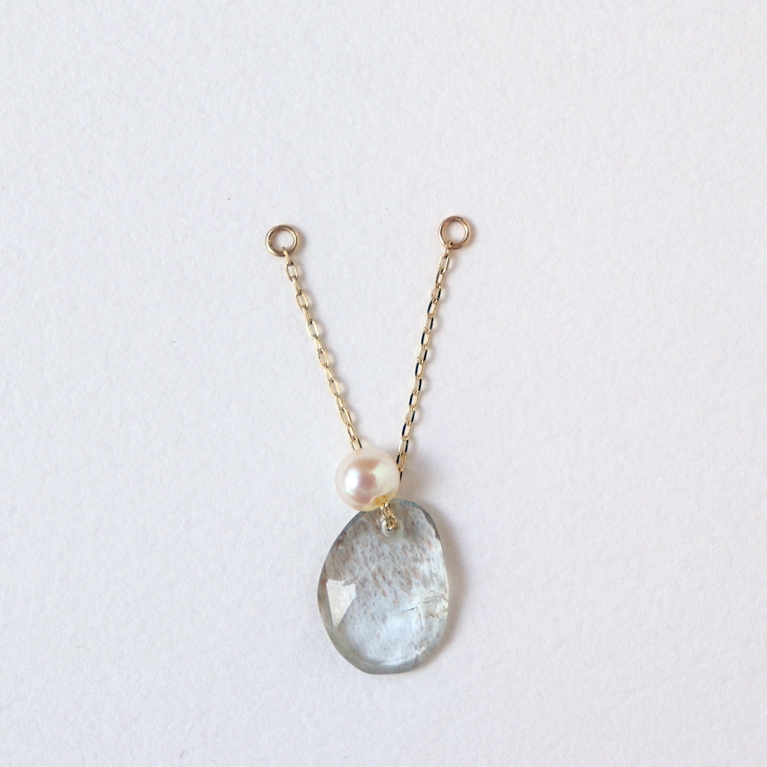 2way Chain Charm/Moss Aquamarine + Pearl