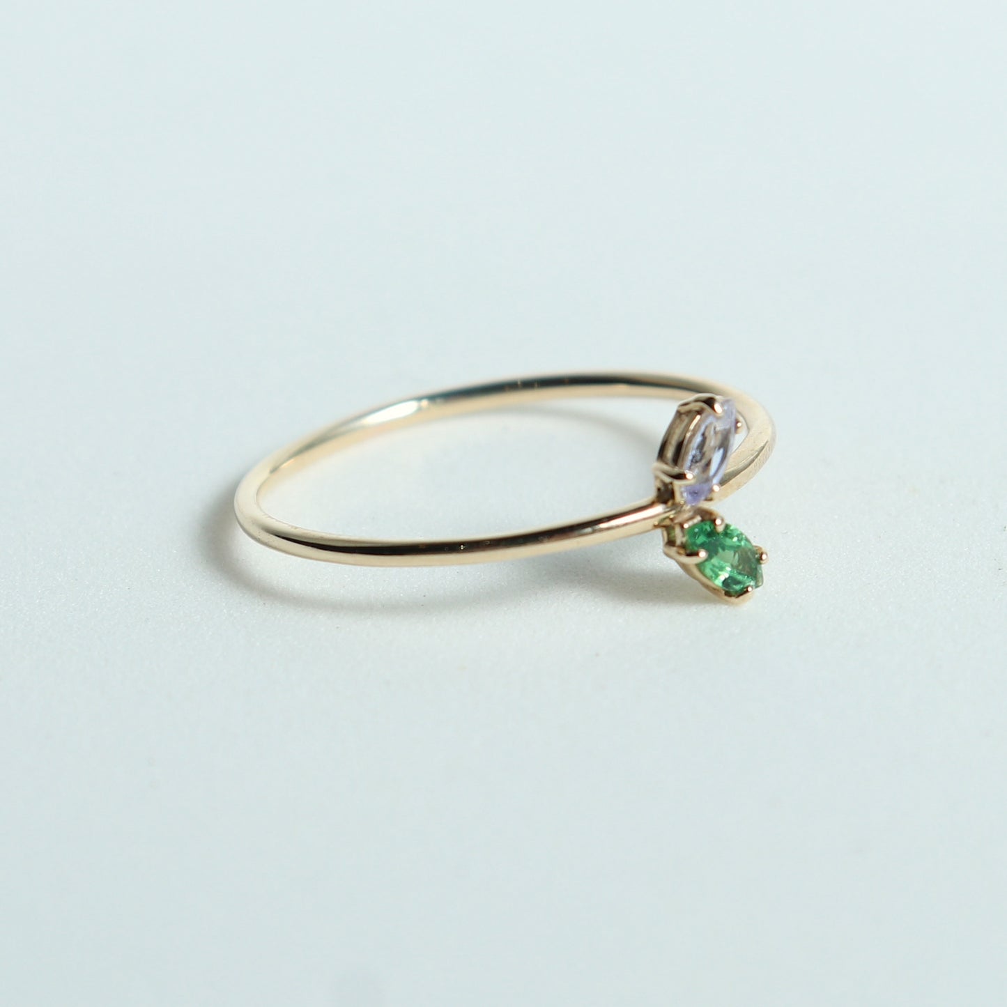 HA Ring フタツブUD/Green Garnet , Tanzanite