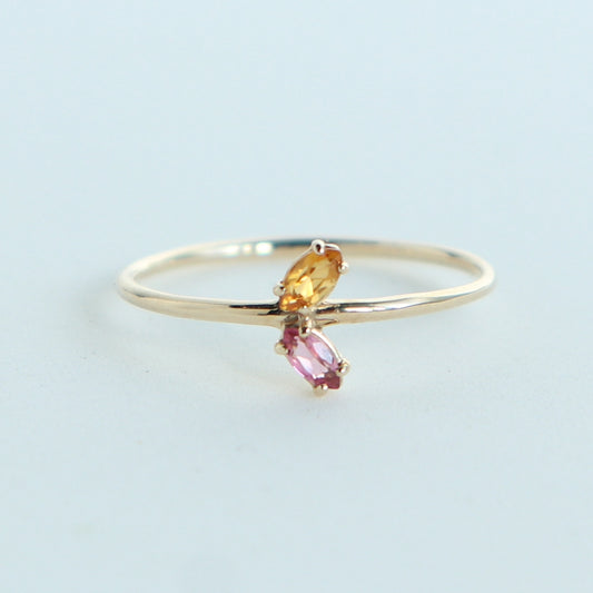 HA Ring フタツブUD/Pink Tourmaline , Ctrine