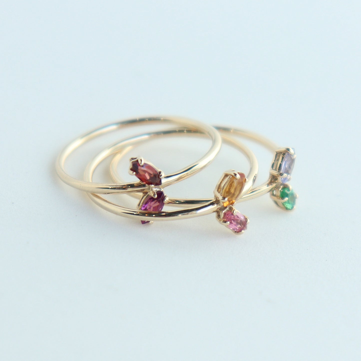 HA Ring フタツブUD/Green Garnet , Tanzanite