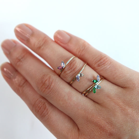 HA Ring フタツブLR n/Green Garnet , Tanzanite