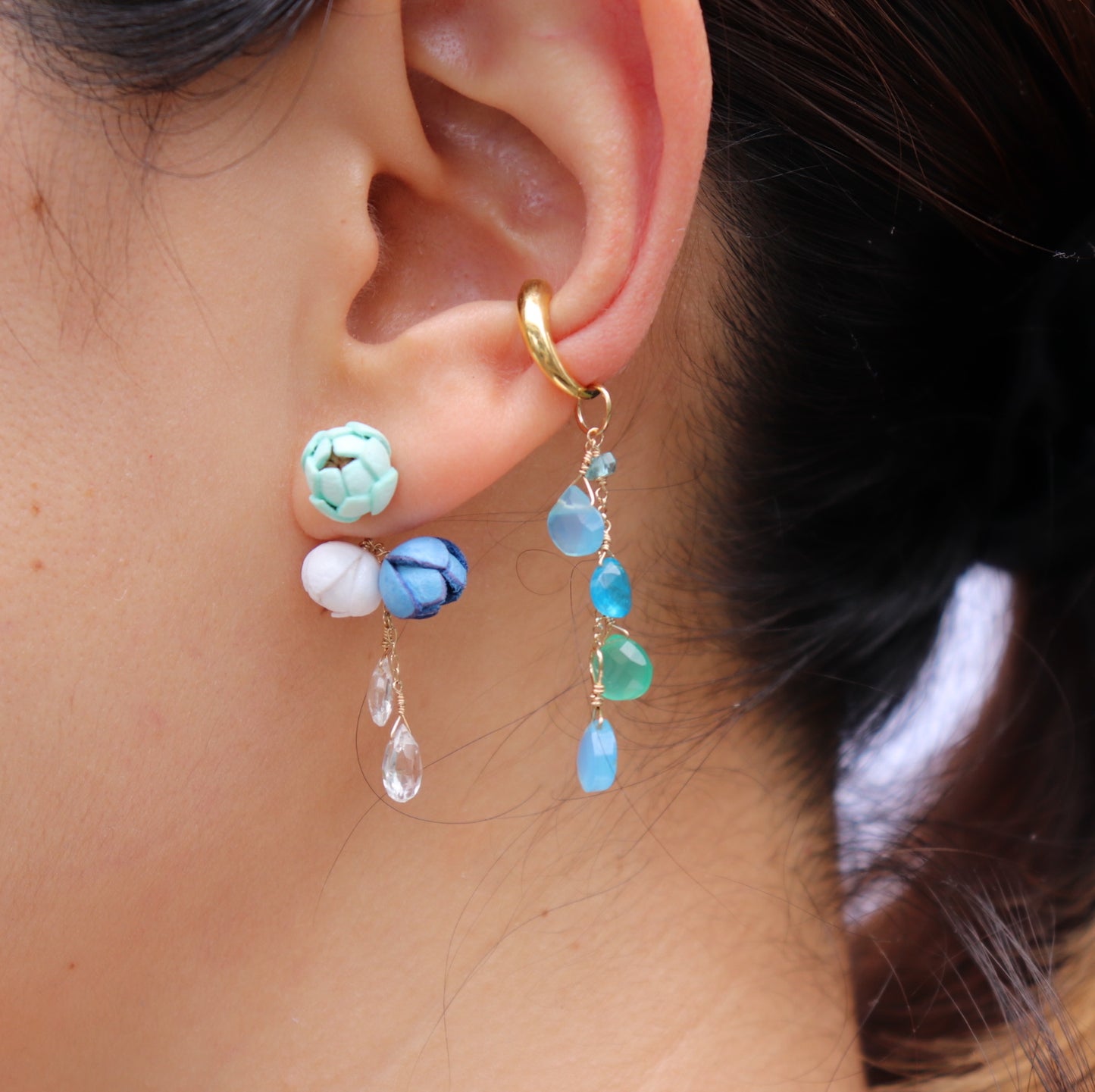 Marine Tsubomi Pierced earrings